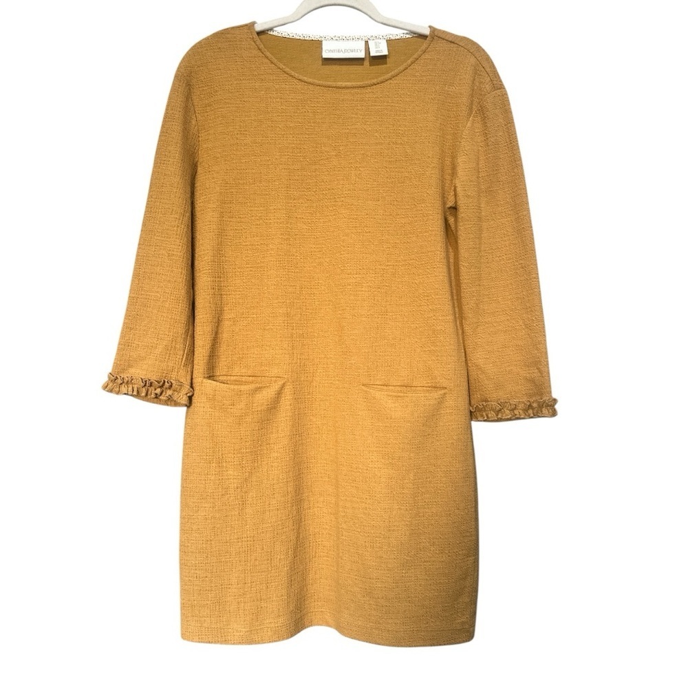 Cynthia Rowley Mustard Long Sleeve Dress Fall Work Church Career Sz S